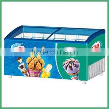 Single-temp curved glass door chest freezer