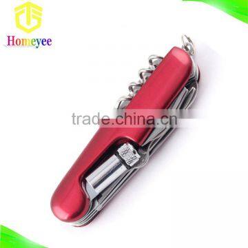 Colorful handle stainless steel multi pocket knife with LED light