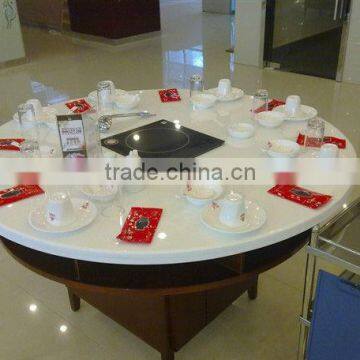 high polished artificial stone round table top white