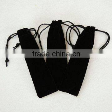 Black luxurious velvet jewelry pouch with logo and drawstring