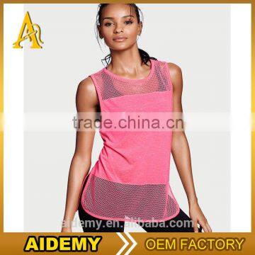 Wholesale fitness activewear women's mesh tank top sexy t shirt