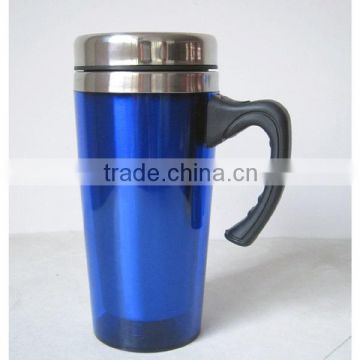 Stainless steel mug with colorful plastic outer decoration without handle