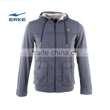 ERKE NEW men's hooded sweatshirt casual outwear full zip hooded long sleeve sweatshirts sports jacket 100% cotton wholesale/OEM