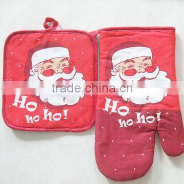 2 pcs christmas print kitchen glove set bulk buy from china