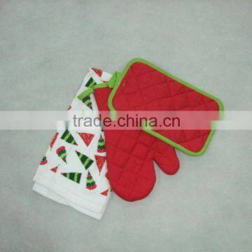 2pcs cute kitchen set pot holder &oven glove with pot holder