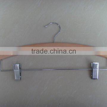 wooden clothes hanger with clip