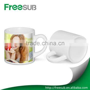 High quality small size sublimation coated 6 oz Bone china white mug for wholesale