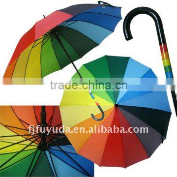 16 colors auto open rainbow umbrella for rain