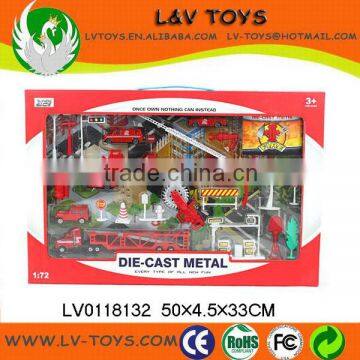 Lovely die-cast metal Sliding Alloy city Fire Set toys car