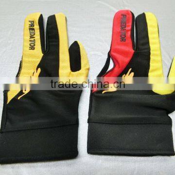 Professional high quality snooker glove left hand three finger pool billiard glove for sale