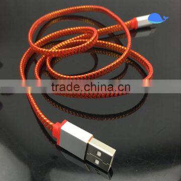 Newest 2016 colorful nylon braided usb cable 2 in 1 usb cable date line for iphone