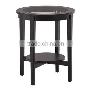Customized high quality wooden round glass top coffee table