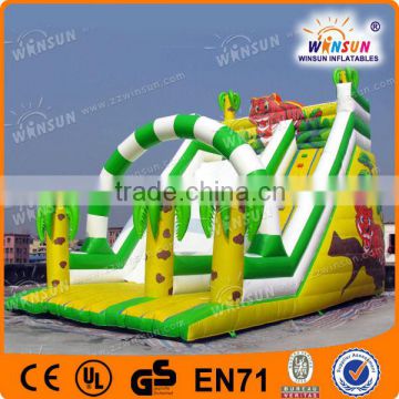 EN14960 warmly welcomed inflatable jungle slide with dip pool