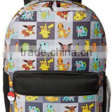 Polyester pokemon durable 17inch backpack with zipper closure