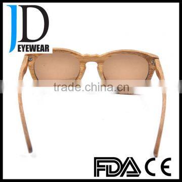 Retro Circle Brown Wood Sunglasses Zebra Fda Hinge Inserted High Quality Sunglasses