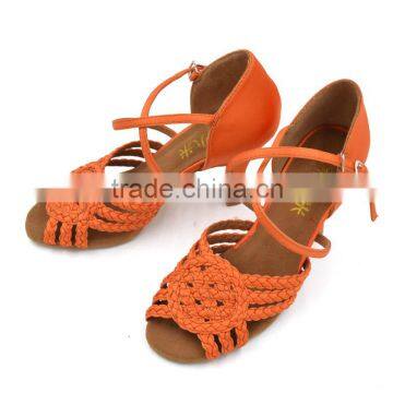 2016 orange style 8cm heel salsa shoes ladies satin