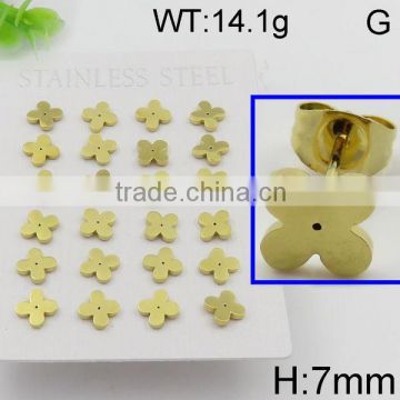 Wholesale lovely clover shape gold color 2012 stud earring