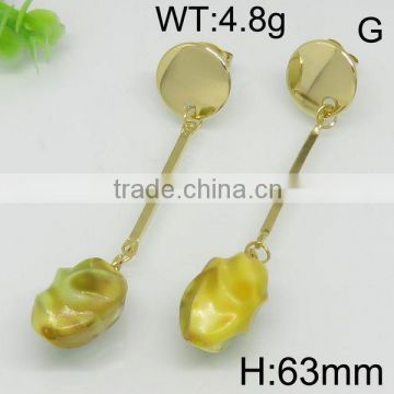 Dangling Yellow Stone earring earring in Gold Color