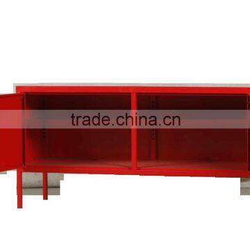 Korean Modern Red Lateral Metal Bedside Strorage Cabinet With Shelves photo-6