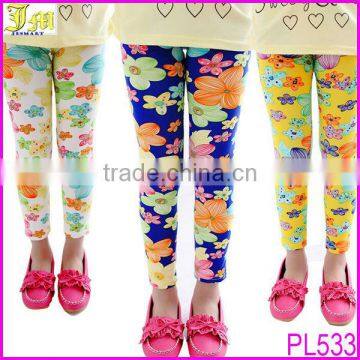 2014 Hot Cute Lovely Kids Girls Candy Color Flower Leggings Children Summer Autumn Printed Skinny Leggings