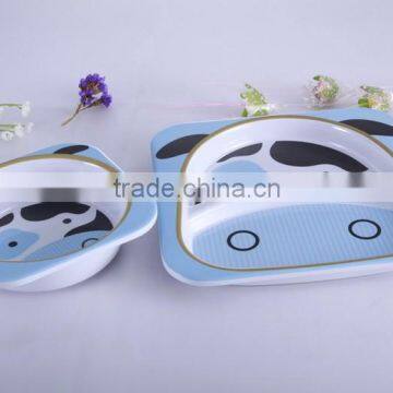 Cow design melamine dinner set for children , bowl and plate set for children, microwave safe melamine dinner set