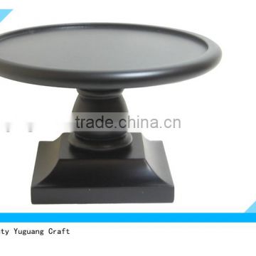 Black Wood Round Candle holder with Square Base