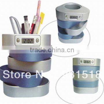 Digital Penholder with LCD Clock & rotating drawers