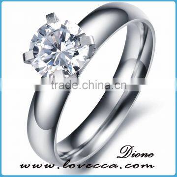 Cheap jewelry made in China Stainless steel ladies rings daily wear with CZ stones