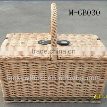 Empty Rectangle Wicker Gift Basket With Lid and Handle