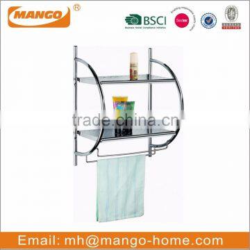 Wall mounted Dual Tier Chrome Plating Metal Bathroom Rack