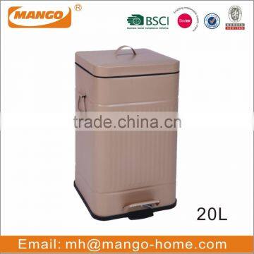 Square Ribs Pattern Step Galvanized Steel Metal Trash Can photo-5