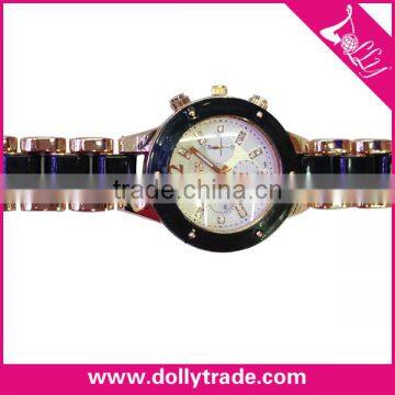 Fashion Black and Gold Stainless Steel Office Lady Business Watch