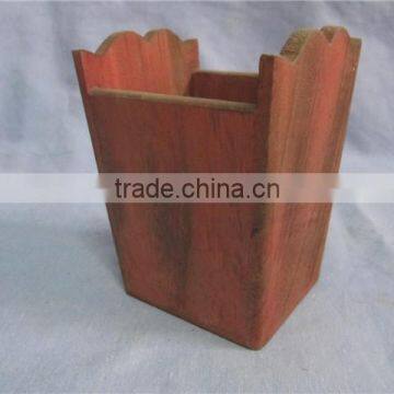 American Retro Leisure Solid Flower Barrels Wood Brush Pot photo-3