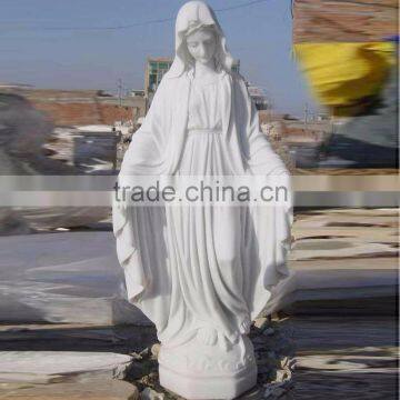 Life size stone carving white marble virgin mary statues for sale