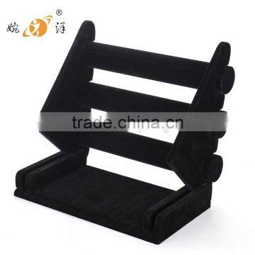 2016 high-end luxuries 3 layer black velvet bracelet holder display stand