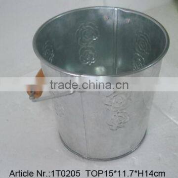 Galvanized water bucket /wood handle