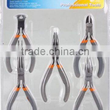 5PCS european type mini pliers set(4.5" long nose pliers/4.5"diagonal pliers/4.5"end cutting nippers/4.5" bent nose pliers/5.75"