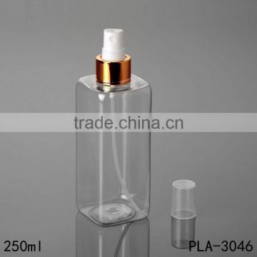 2017 hot new products clear empty square fragrance perfume cosmetic toner 250ml pet plastic spray bottle cosmetic packaging