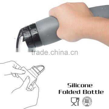 New Products 2017 Outdoor Portable Squeeze Sports Drink Bottle Silicone Foldable Water Bottle