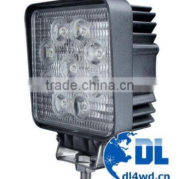 PMMA lens 27w auto led driving light square led work light for auto off road car