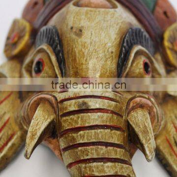 Hand Crafted Wooden Mask of Hindu Lord Ganesh Wall Hanging Made In Nepal photo-2