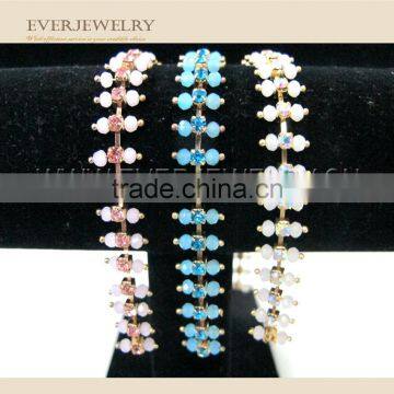 new fashion rhinestone cup chian with glass beads glass beads