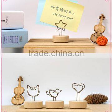 Personalized Various Shapes Round Wooden Base Memo Card Clips photo-4