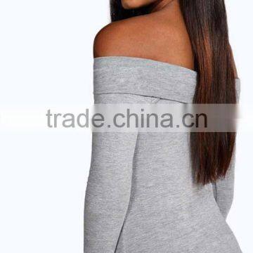 Professional Manufacture Factory Supply Bardot Neckline Long Sleeve Bodysuit Women photo-3