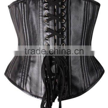 Surface high quality Genuine leather, 20 double steel bone with5 buckles, back lace-up waist trainer corset body shaper