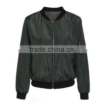Guangzhou Clothing Ladies Top Latest Design Satin Bomber Jacket photo-3