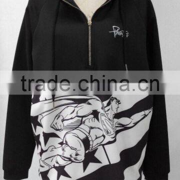 Unisex doulbe collar half zipper water proof wind proof hoodies