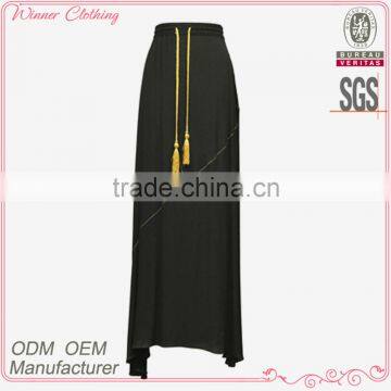 ankle length asymmetrical skirt pattern with drawstring and high waist