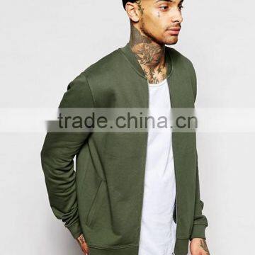 Custom Round Neck Side Pockets Without Hood Green Men's 100% Cotton Casual Breathable Slim Fit Zip Open Blank Jumper Sweatshirt