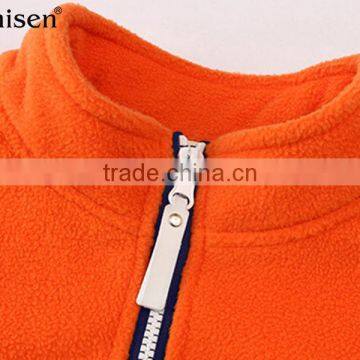 Children Garment Windproof Pocket Zipper-up Orange Polar Fleece Children's Coats photo-2